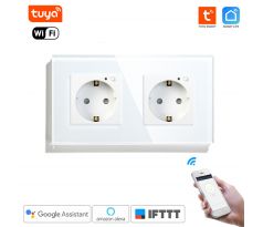 WiFi Inteligentná Dvojitá Zásuvka 230V/16A Biela Tuya Smart Life