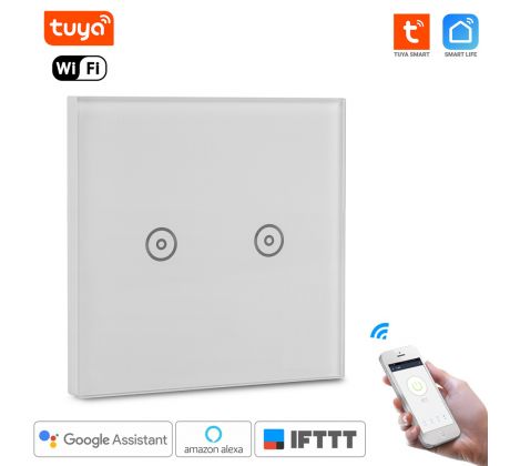 WiFi Inteligentný Dotykový vypínač 2CH bez nulový vodič Tuya Smart Life