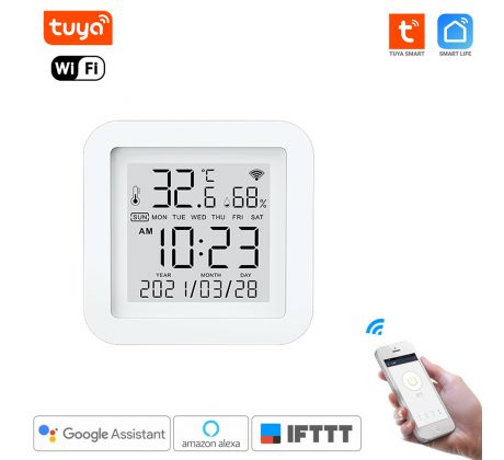WIFI snímač teploty a vlhkosti s dátumom a časom Tuya Smart Life