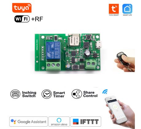 1 kanálový bezdrôtový prepínač WiFi 5V/7-32V +RF 433MHz -Tuya Smart Life